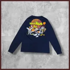 US古着 SPACE JAM 両面プリント ロンT 長袖 ネイビー Mサイズ
