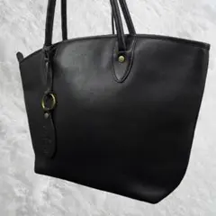 【MARGARET HOWELL】レザーハンドバッグ ブラック チャーム付き
