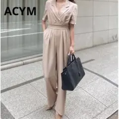 ACYM♡ベージュ ダブルブレスト ボタンオールインワン　M