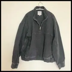 ZARA ザラ　ブラックデニム ハーフジップジャケット L