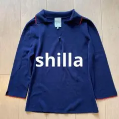 Shilla ネイビー ポロシャツ 七分袖