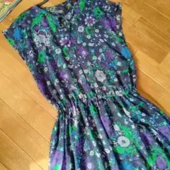 イトキンワンピースシースルー花柄レトロシフォンジョーゼット