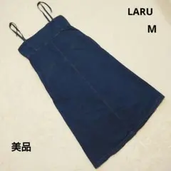 美品 LARU ラル ダークブルー デニム キャミワンピース M