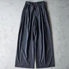 美品✨アクテ　AKTE　タックワイドパンツ　グレー　美シルエット　ストライプ