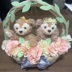 スプリングインブルーム　ダッフィー　シェリーメイ リース　花かごインテリア