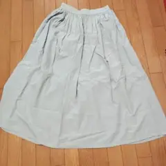 無印良品　強撚ギャザースカート　ブルーM-L