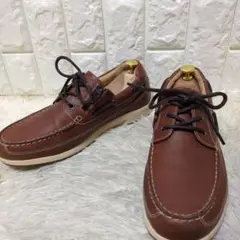 極美品♢防水 ホーキンス デッキシューズ サイドジップ レザー ブラウン