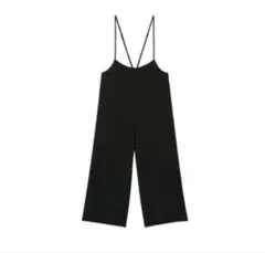 GU サロペットオールインワン　サロペットワイドパンツ　ブラックLサイズ