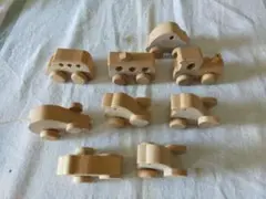 木製おもちゃ 車と動物 10個セット