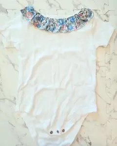 【美品】襟付き リバティ 花柄 ロンパース 18M 24M