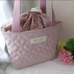 ハートキルト 保冷 ランチバッグ お弁当袋 ハンドメイド