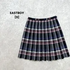 a2404＊EASTBOY プリーツチェックスカート　ネイビー系【9】ミニ丈