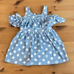 【美品】MOZ モズ くすみカラー水色水着 ワンピース 120