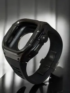 49mm アップルウォッチ　ウルトラ用　ブラックステンレスケースベルト付
