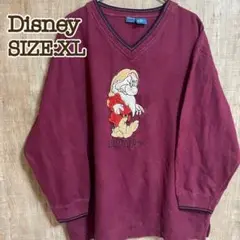 Disney ディズニー スウェット ワインレッド 刺繍デザイン 小人XL