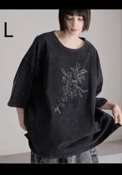 cussil ピグメントスノーウォッシュ加工オーバーサイズハーフスリーブTシャツ