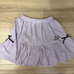 by LOVEiTティアードスカート150cmパープルチェック柄刺繍付きリボン