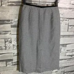 IMAGE イマージュ　タイトスカート　リボン　千鳥格子　フロントスリット
