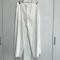 裾上げ済　大きいサイズ　無印良品　ヘンプ混　ストレッチ　ストレートパンツ　白