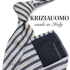 【大特価】KRIZIA UOMO ネクタイ ストライプ柄 レジメンタル ネイビー
