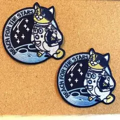 宇宙飛行士猫　ワッペン　2枚セット