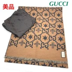 グッチ GUCCI マフラー シルク混 ビー スター GG ウール シルク