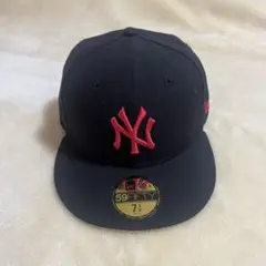 ニューエラ NEWERAニューヨーク 59FIFTY 黒 キャップ ピンク 刺繍