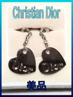 【N1489-70-5】美品 ディオール ハート ピアス ラインストーン