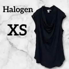 Halogen 【XS】黒 ノースリーブ ドレープネック トップス 古着