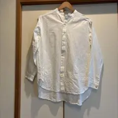 her. ホワイト 長袖シャツ ボタン付き