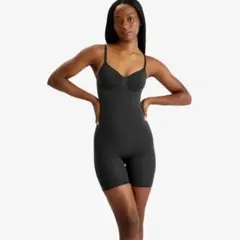 SKIMS ブラック ワンピース ボディスーツ M SKIMS: ブラック Seamless Sculpt ソング ボディスーツ | SSENSE