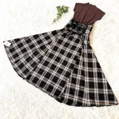 新品未使用　チェック柄バックレースアップワンピース　グレイル　ロングワンピース