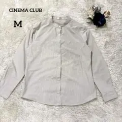 【シネマクラブ】EMAMOUR バンドカラー長袖シャツ ストライプ M