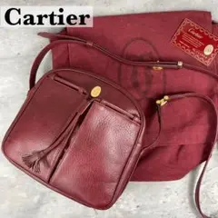 【美品】カルティエ マストライン トリニティ ショルダーバッグ レザー ボルドー