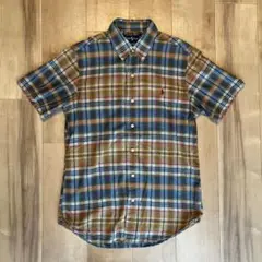Ralph Laurenチェック柄シャツ半袖コットン　カスタムフィットMメンズ
