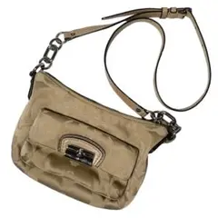 COACH ベージュ ミニショルダーバッグ シグネチャー