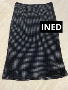 美品INED ドット柄 フレアスカート