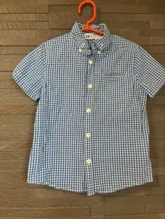 値下げ！ H&M チェック　半袖シャツ　男の子　110 前ポケットつき　ブルー