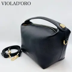【極美品】ヴィオラドーロ ハンドバッグ レザー ゴールド金具 2way ブラック