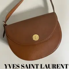 2212-26|YSL イヴサンローラン ショルダーバッグ 本革 茶 YSLロゴ