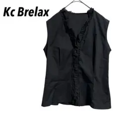 【Kc Brelax】ノースリーブベスト　フリル　日本製　フロントボタン
