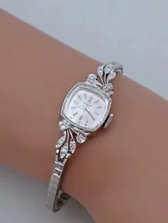 OH済 1960年製 オメガ 14KWGダイヤ付 カットガラス レディース極上品
