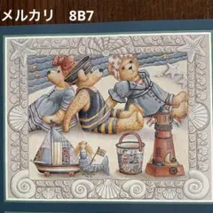 シャドーボックス　プリント　テディベア　5枚　海水浴　海辺　8B7