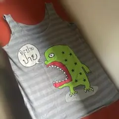 タイ　アーティスト作品　モンスターイラスト付きタンクトップ