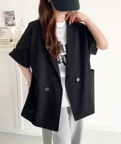 【新品未使用】麻調シアードルマンショートスリーブジャケット
