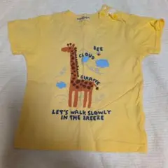 黄色 キリン Tシャツ 夏 半袖 肩スナップ付き　男女兼用