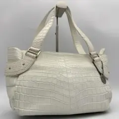 【定価56万】マットクロコダイル ハンドバッグ 本革 リアルレザー ホワイト