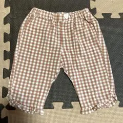 apres les cours 裾フリル付きチェック柄パンツ