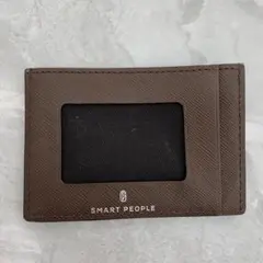 SMART PEOPLE パスケース カードホルダー ブラウン シンプルデザイン