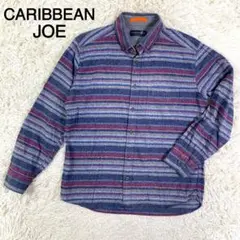 CARIBBEAN JOE ボーダー柄 長袖 ボタンダウン シャツ